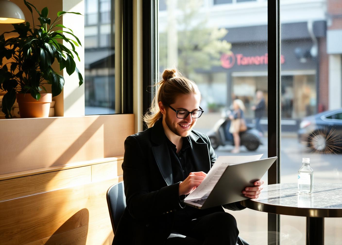 Toronto business owner reviewing financing paperwork in their storefront